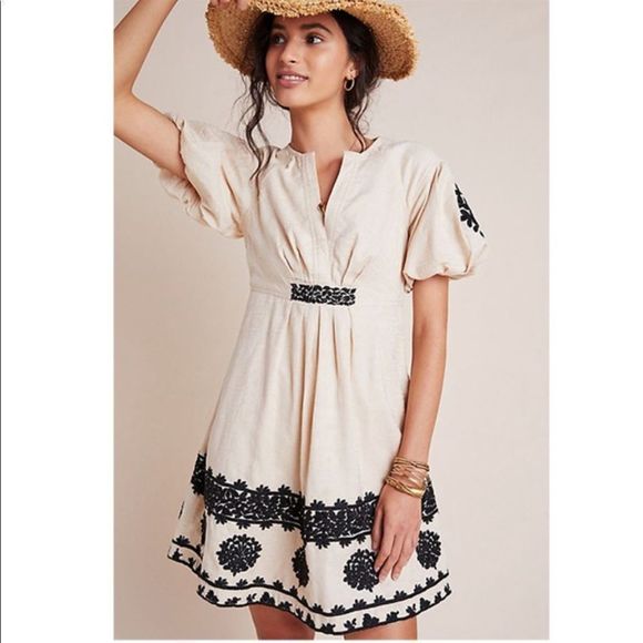 Anthropologie Orla Embroidered Mini Dress Size 2 - Picture 4 of 6